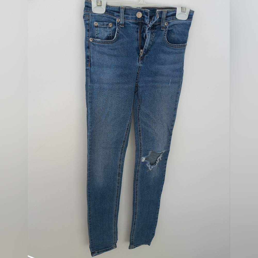 Rag & Bone Women's Mid-Rise Blue Distressed Skinny Jeans Size 25 US - Picture 4 of 16